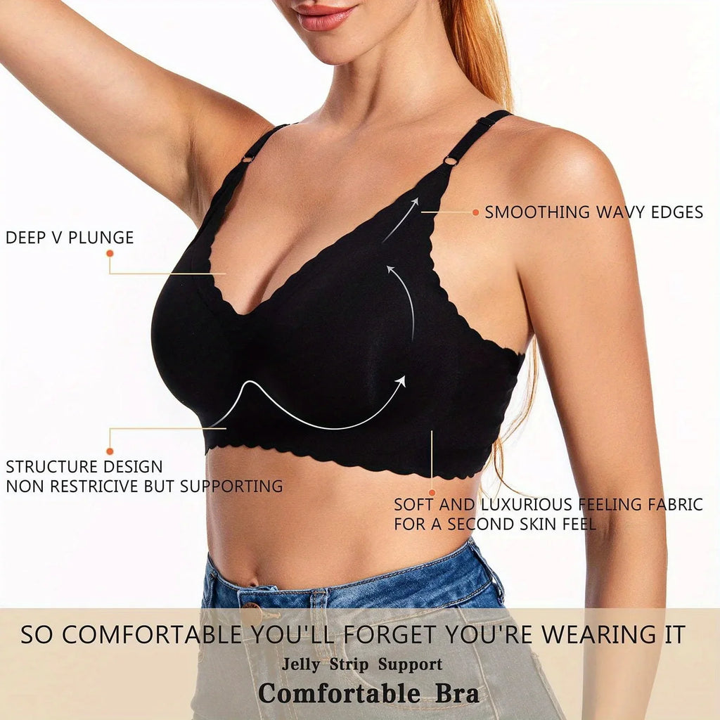 3pcs Women's Sexy Backless Push Up Bra U Shape Adjustable Straps Seamless Nylon Underwear High Support Hand Wash