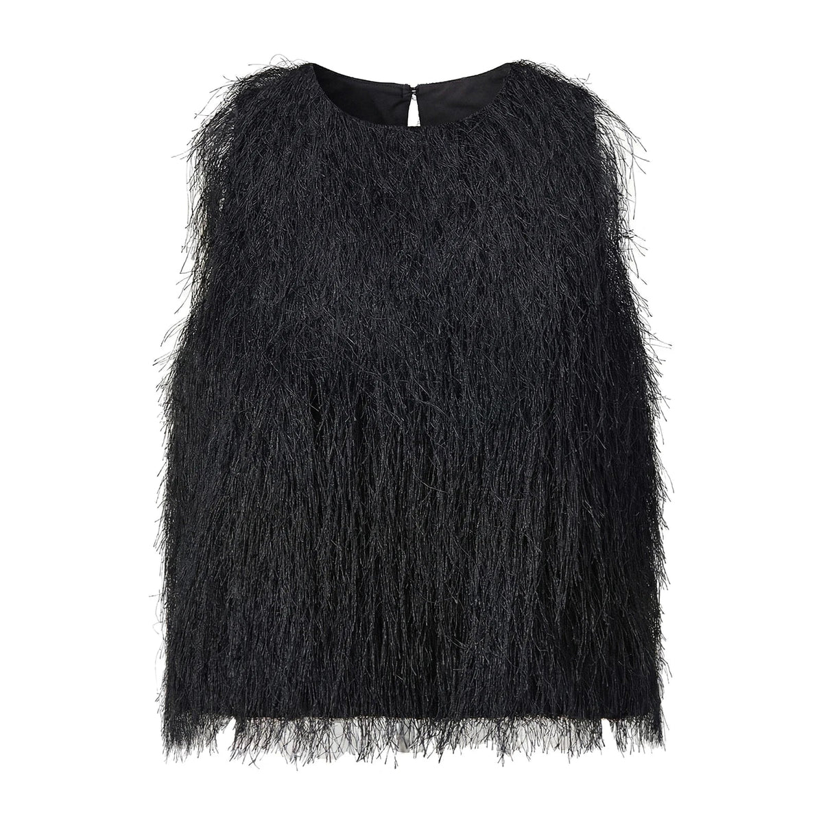 Women's 2026 Trendy White Fluffy Fur Sleeveless Cropped Top Soft Fuzzy Blouse Casual Party Daily Streetwear Fashion Top