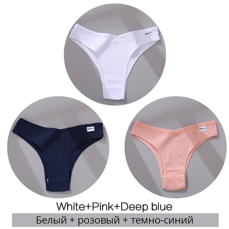 3Pcs/Set Cotton Women Briefs Sexy Seamless Brazilian Panties Female Low Rise Underwear Breathable Underpants Girls M-XL Intimate