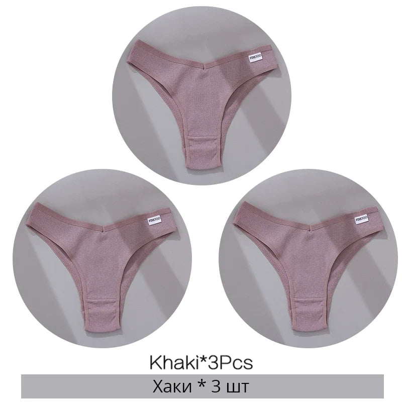 3Pcs/Set Cotton Women Briefs Sexy Low Rise Panties Female Seamless Underwear Breathable Underpants Girls M-XL Intimates Lingerie