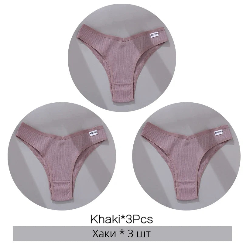 3Pcs/Set Cotton Women Briefs Sexy Seamless Brazilian Panties Female Low Rise Underwear Breathable Underpants Girls M-XL Intimate