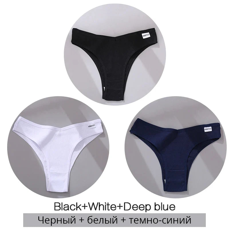 3Pcs/Set Cotton Women Briefs Sexy Low Rise Panties Female Seamless Underwear Breathable Underpants Girls M-XL Intimates Lingerie