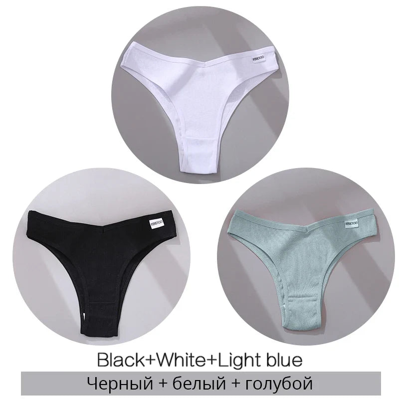 3Pcs/Set Cotton Women Briefs Sexy Low Rise Panties Female Seamless Underwear Breathable Underpants Girls M-XL Intimates Lingerie