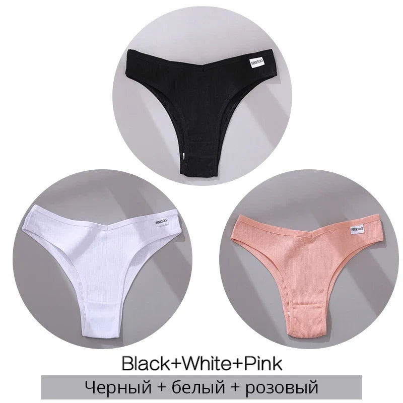 3Pcs/Set Cotton Women Briefs Sexy Seamless Brazilian Panties Female Low Rise Underwear Breathable Underpants Girls M-XL Intimate