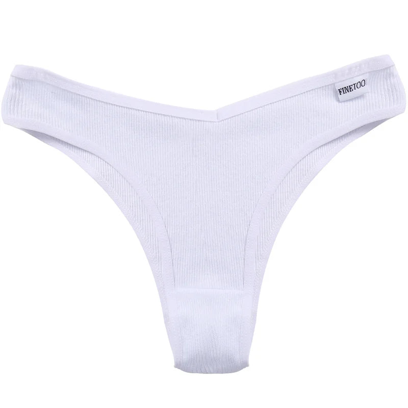 FINETOO Women's Cotton Panties Ladies Sexy V Waist Brazilian Underwear Female T-Back Briefs Panty M-XL Girls Intimates Lingerie