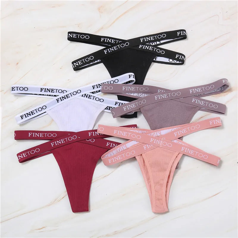Women's Low Waist Bikini Briefs Seamless Thongs Panties Female Cotton G-String Underwear Ladies Letter Belt Lingerie M-XL Girls