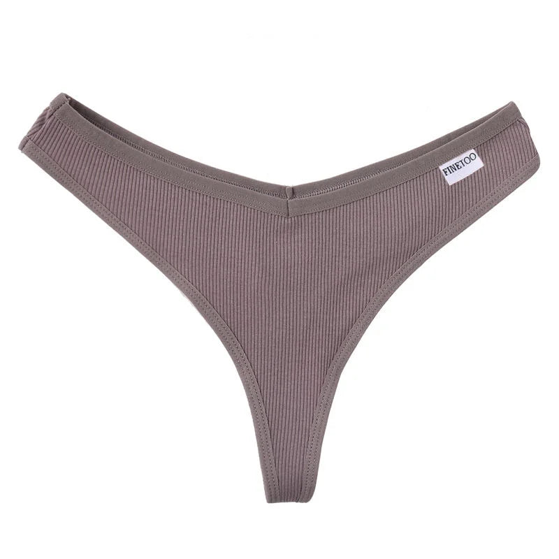 FINETOO Women's Cotton Panties Ladies Sexy V Waist Brazilian Underwear Female T-Back Briefs Panty M-XL Girls Intimates Lingerie