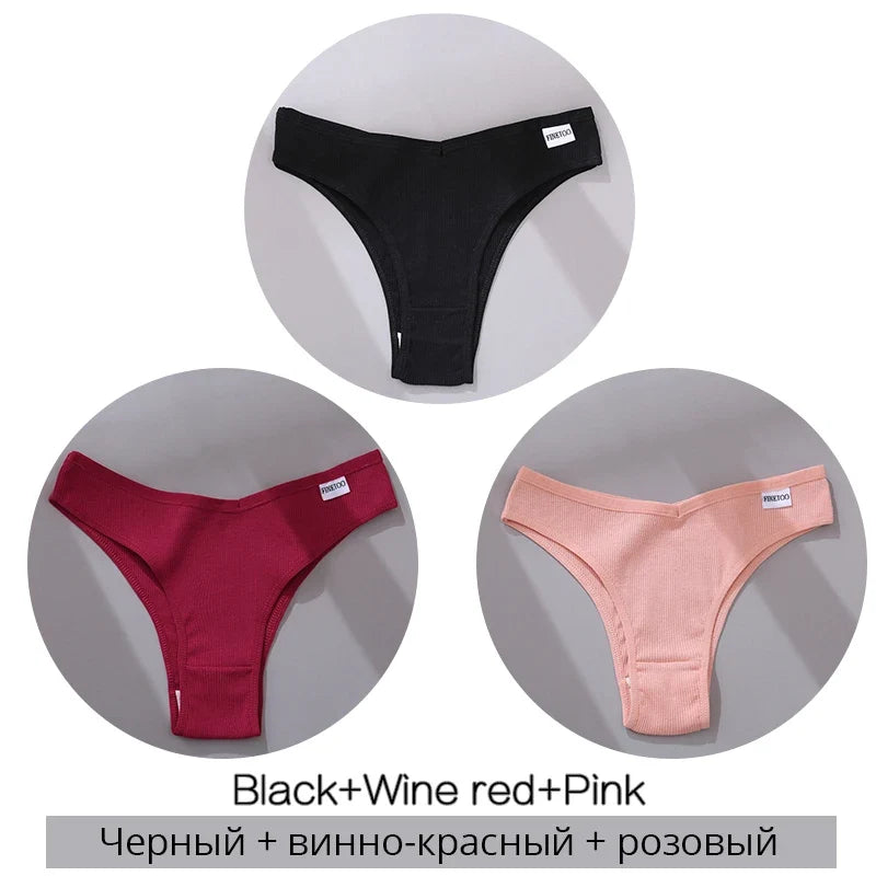 3Pcs/Set Cotton Women Briefs Sexy Low Rise Panties Female Seamless Underwear Breathable Underpants Girls M-XL Intimates Lingerie