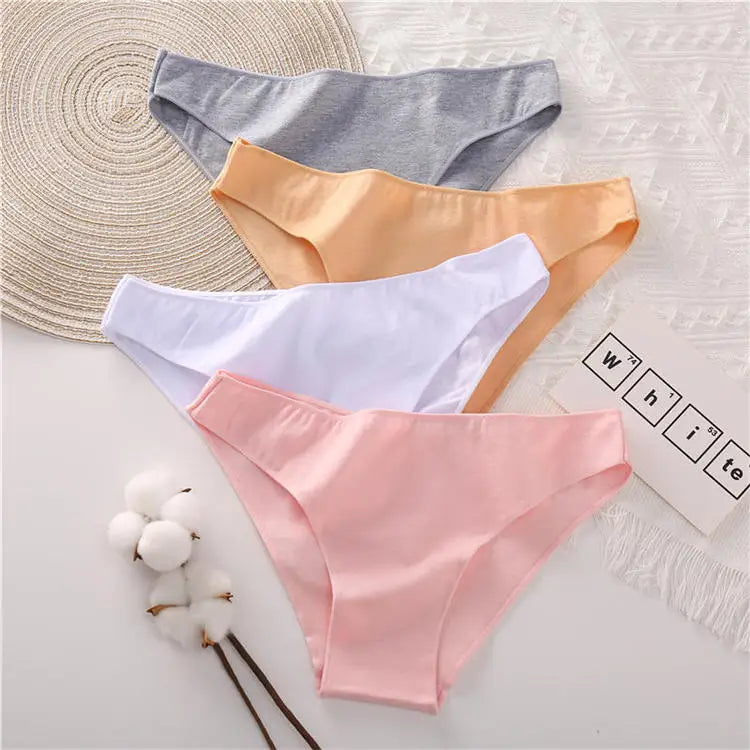 Sexy Low Waist Briefs Panties Plus Size M-XXL Cotton Lingerie Female Breathable Underwear 7 Solid Color Girls Intimates Lingerie