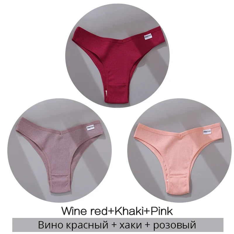 3Pcs/Set Cotton Women Briefs Sexy Low Rise Panties Female Seamless Underwear Breathable Underpants Girls M-XL Intimates Lingerie