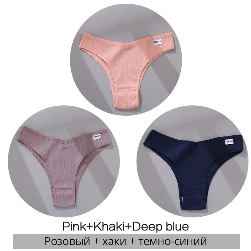 3Pcs/Set Cotton Women Briefs Sexy Seamless Brazilian Panties Female Low Rise Underwear Breathable Underpants Girls M-XL Intimate