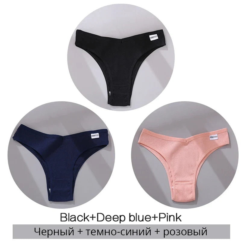 3Pcs/Set Cotton Women Briefs Sexy Low Rise Panties Female Seamless Underwear Breathable Underpants Girls M-XL Intimates Lingerie