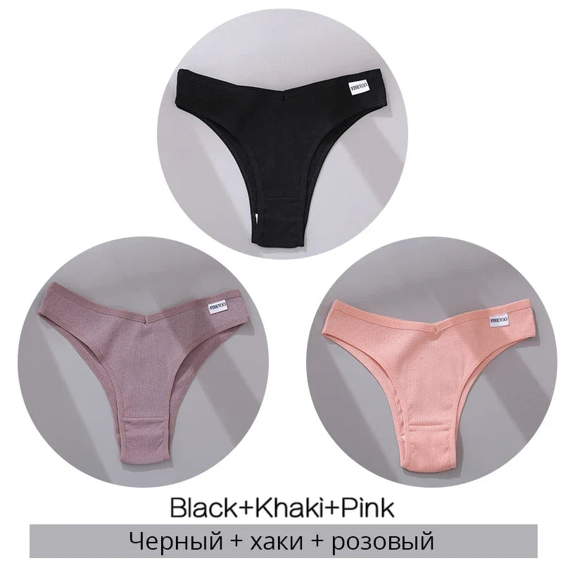 3Pcs/Set Cotton Women Briefs Sexy Seamless Brazilian Panties Female Low Rise Underwear Breathable Underpants Girls M-XL Intimate