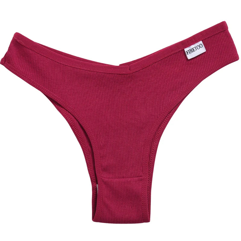 FINETOO Women's Cotton Panties Ladies Sexy V Waist Brazilian Underwear Female T-Back Briefs Panty M-XL Girls Intimates Lingerie