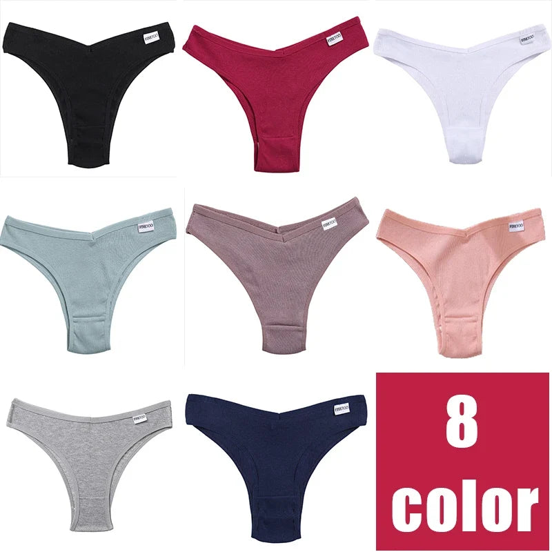 3Pcs/Set Women Cotton Panties Sexy V Waist Briefs T-Back Brazilian Underpants Female M-XL Underwear Girls Breathable Intimates