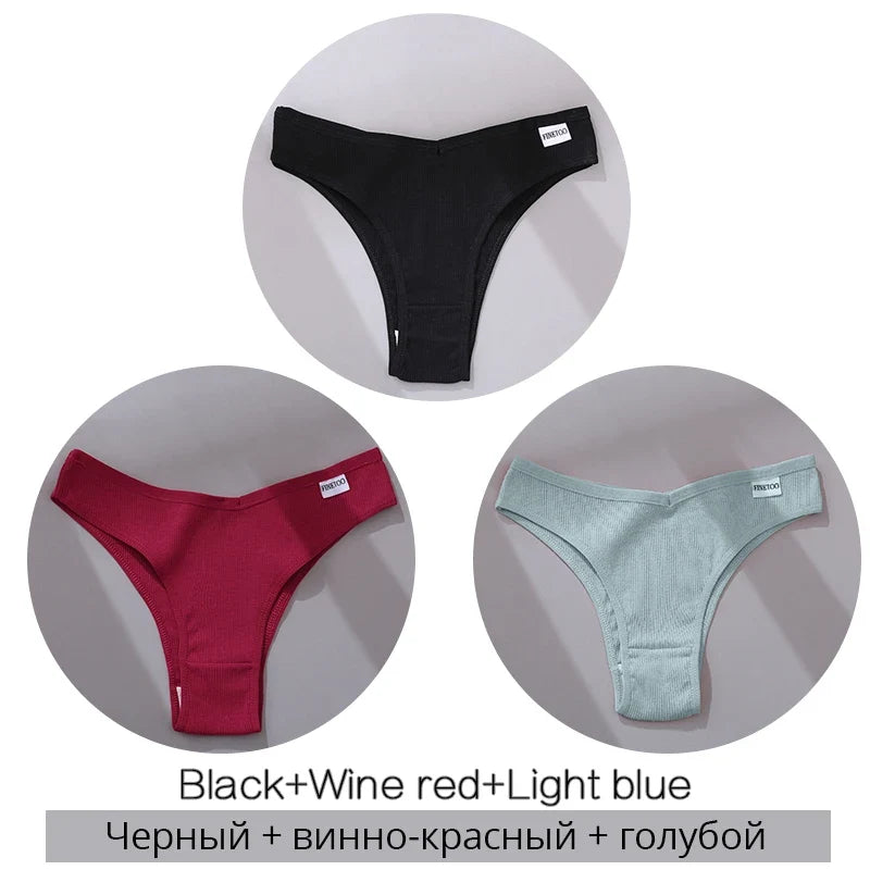 3Pcs/Set Cotton Women Briefs Sexy Low Rise Panties Female Seamless Underwear Breathable Underpants Girls M-XL Intimates Lingerie