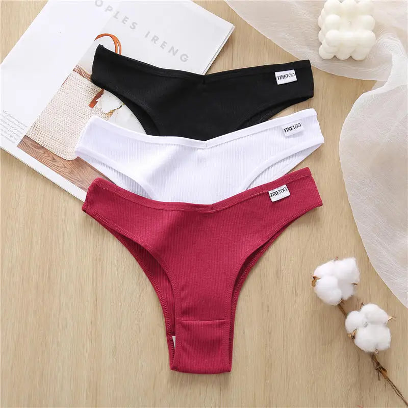 3Pcs/Set Cotton Women Briefs Sexy Low Rise Panties Female Seamless Underwear Breathable Underpants Girls M-XL Intimates Lingerie