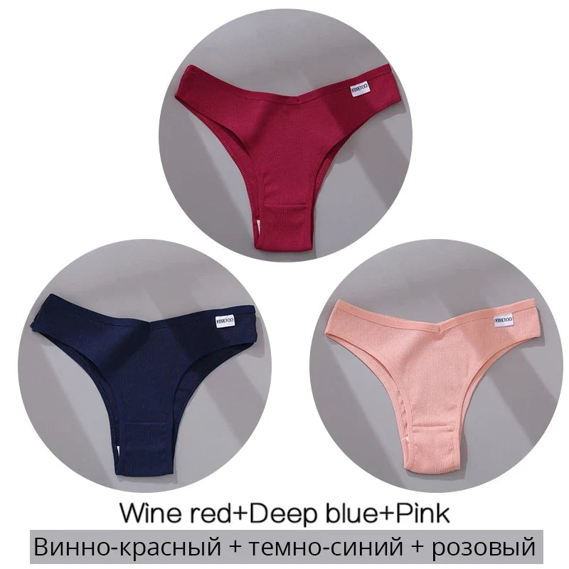 3Pcs/Set Cotton Women Briefs Sexy Low Rise Panties Female Seamless Underwear Breathable Underpants Girls M-XL Intimates Lingerie