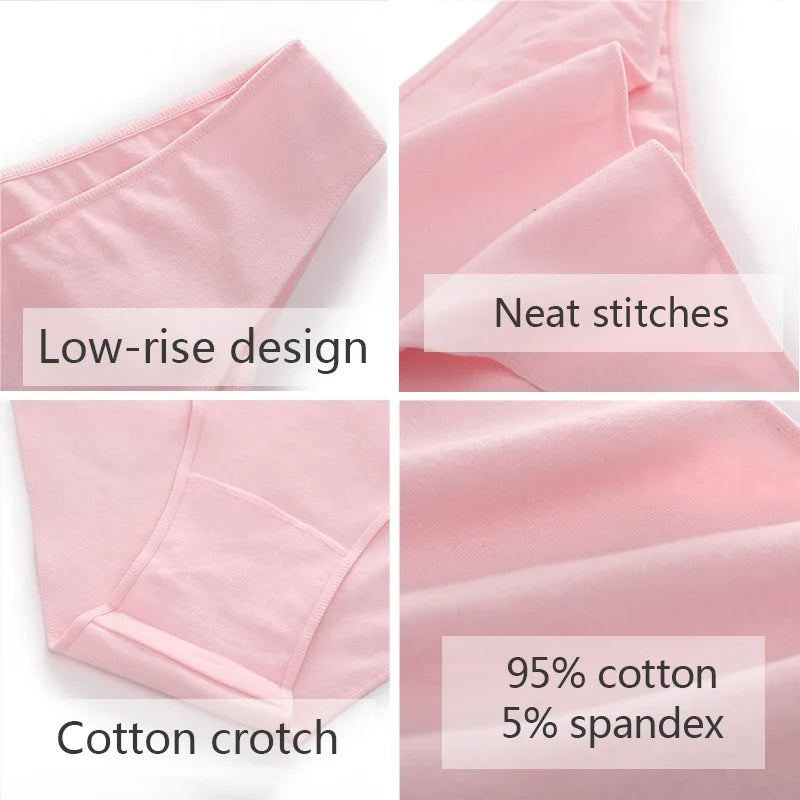 Sexy Low Waist Briefs Panties Plus Size M-XXL Cotton Lingerie Female Breathable Underwear 7 Solid Color Girls Intimates Lingerie