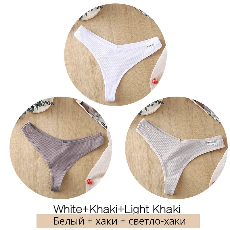 3Pcs/Set Women Cotton Thongs Panties Sexy Low Waist G-String Briefs Ladies Brazilian Lingerie Girls Breathable Intimates Bikini