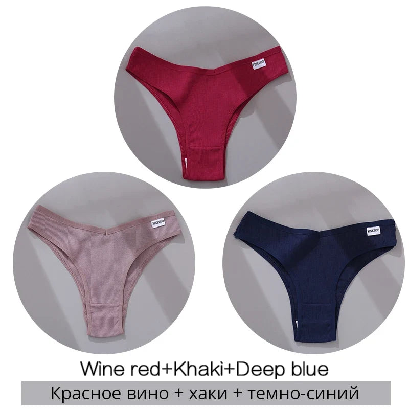 3Pcs/Set Cotton Women Briefs Sexy Low Rise Panties Female Seamless Underwear Breathable Underpants Girls M-XL Intimates Lingerie