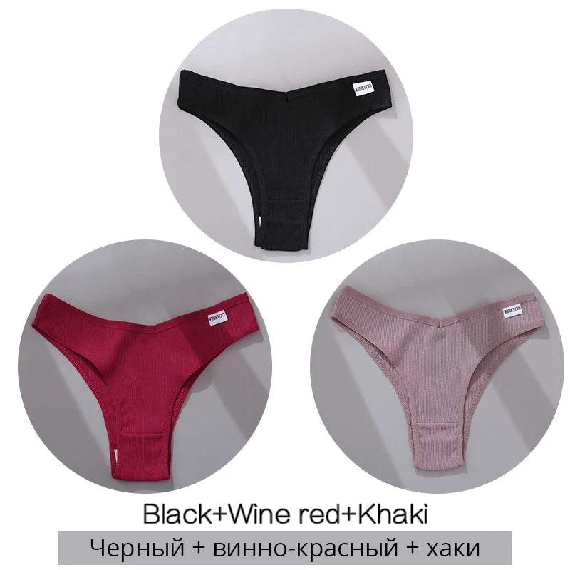 3Pcs/Set Cotton Women Briefs Sexy Seamless Brazilian Panties Female Low Rise Underwear Breathable Underpants Girls M-XL Intimate