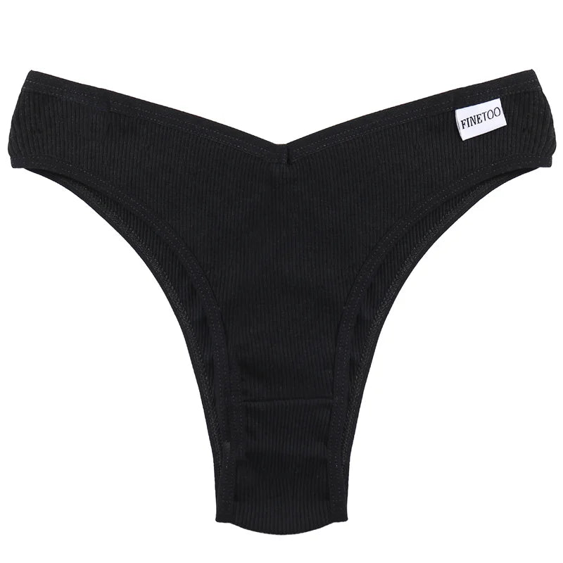 FINETOO Women's Cotton Panties Ladies Sexy V Waist Brazilian Underwear Female T-Back Briefs Panty M-XL Girls Intimates Lingerie