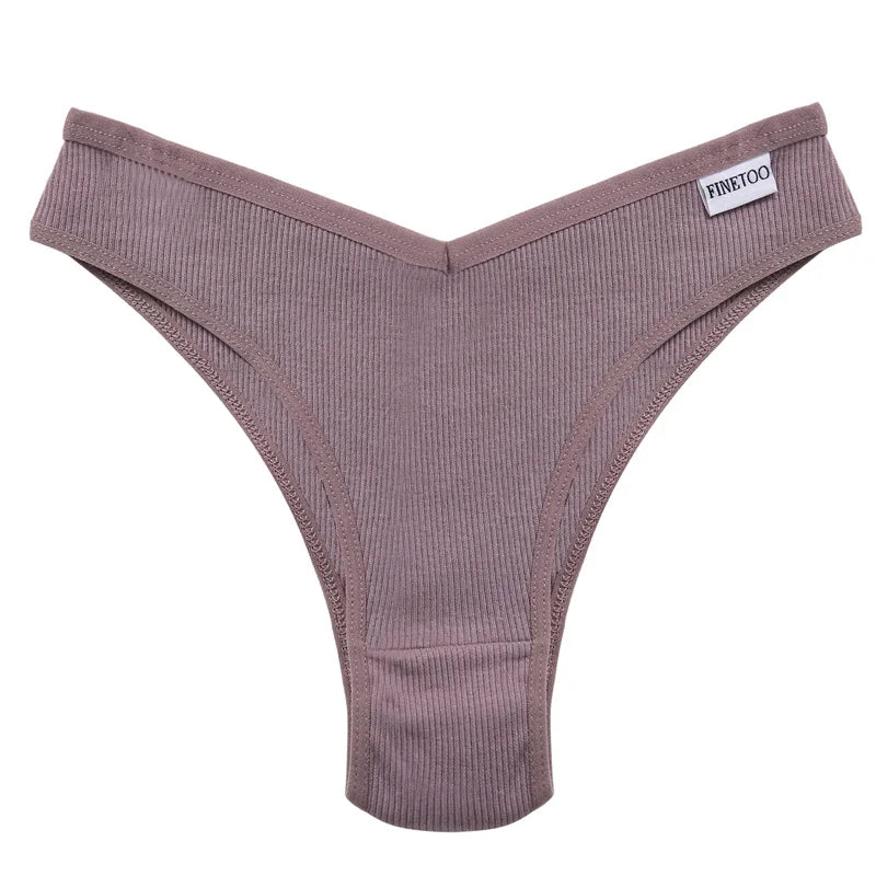 FINETOO Women's Cotton Panties Ladies Sexy V Waist Brazilian Underwear Female T-Back Briefs Panty M-XL Girls Intimates Lingerie