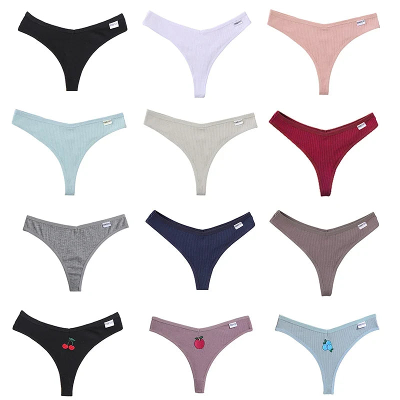 3PCS Cotton Women Thongs Panties Sexy Low Waist Cotton Briefs Female T-Back G-string Girls M-XL Intimate Lingerie