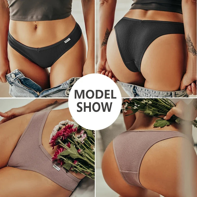 3Pcs/Set Cotton Women Briefs Sexy Low Rise Panties Female Seamless Underwear Breathable Underpants Girls M-XL Intimates Lingerie
