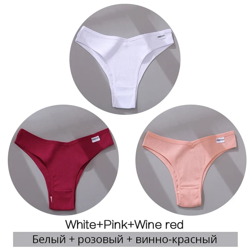 3Pcs/Set Cotton Women Briefs Sexy Low Rise Panties Female Seamless Underwear Breathable Underpants Girls M-XL Intimates Lingerie
