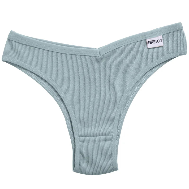 FINETOO Women's Cotton Panties Ladies Sexy V Waist Brazilian Underwear Female T-Back Briefs Panty M-XL Girls Intimates Lingerie