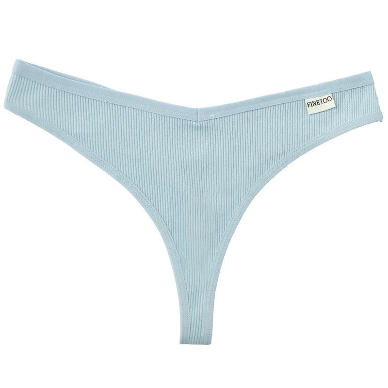 FINETOO Women's Cotton Panties Ladies Sexy V Waist Brazilian Underwear Female T-Back Briefs Panty M-XL Girls Intimates Lingerie