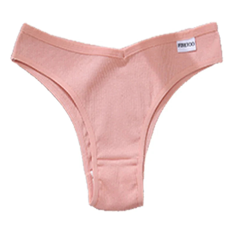 FINETOO Women's Cotton Panties Ladies Sexy V Waist Brazilian Underwear Female T-Back Briefs Panty M-XL Girls Intimates Lingerie