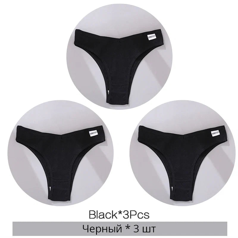 3Pcs/Set Cotton Women Briefs Sexy Low Rise Panties Female Seamless Underwear Breathable Underpants Girls M-XL Intimates Lingerie