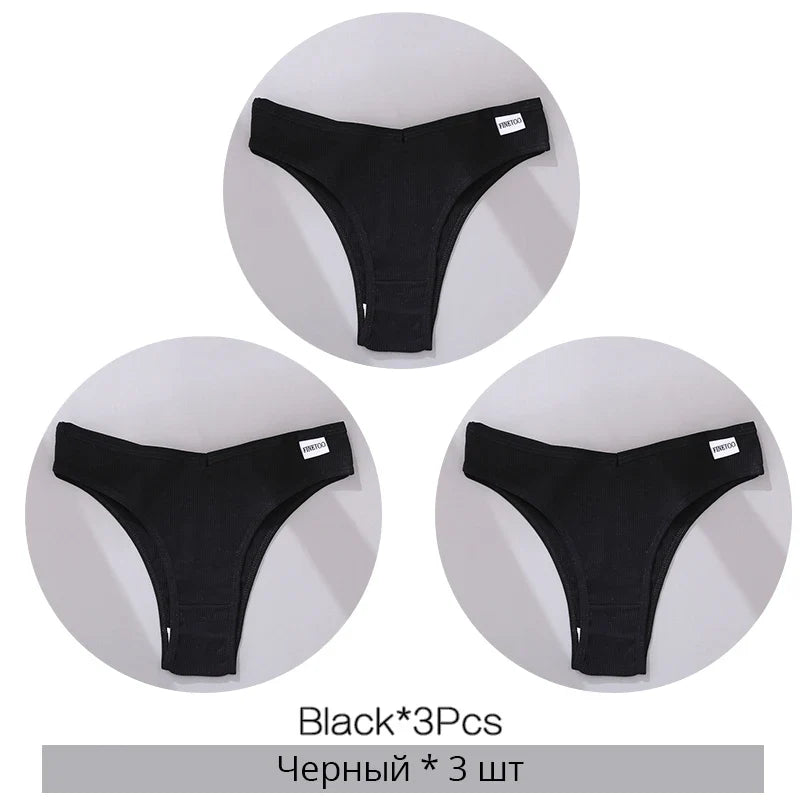 3Pcs/Set Cotton Women Briefs Sexy Seamless Brazilian Panties Female Low Rise Underwear Breathable Underpants Girls M-XL Intimate