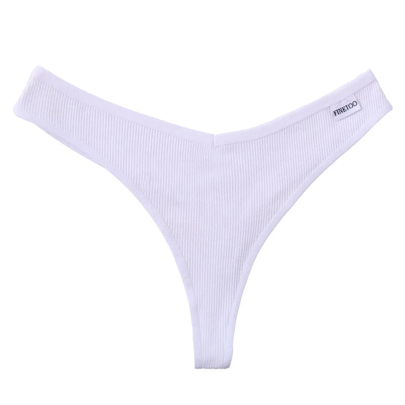 FINETOO Women's Cotton Panties Ladies Sexy V Waist Brazilian Underwear Female T-Back Briefs Panty M-XL Girls Intimates Lingerie