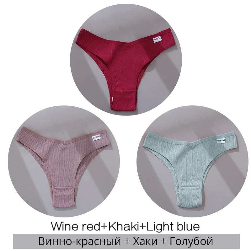 3Pcs/Set Cotton Women Briefs Sexy Low Rise Panties Female Seamless Underwear Breathable Underpants Girls M-XL Intimates Lingerie