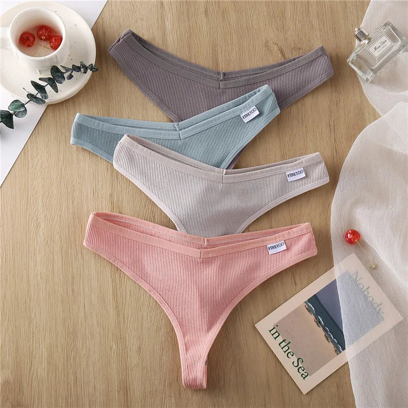 3Pcs/Set Women Cotton Thongs Panties Sexy Low Waist G-String Briefs Ladies Brazilian Lingerie Girls Breathable Intimates Bikini