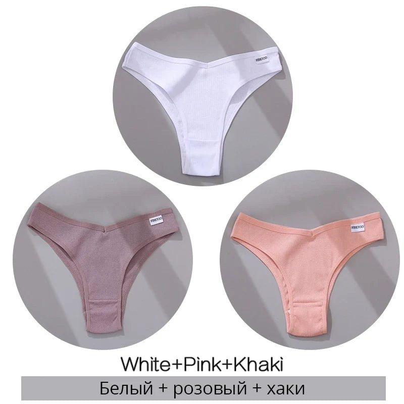 3Pcs/Set Cotton Women Briefs Sexy Low Rise Panties Female Seamless Underwear Breathable Underpants Girls M-XL Intimates Lingerie