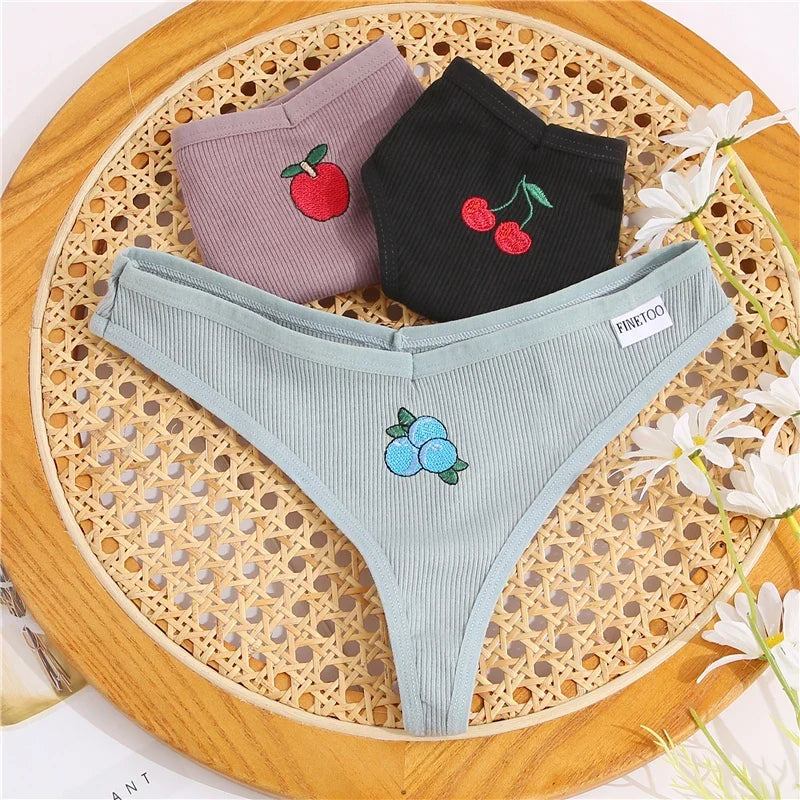 FINETOO Women's Cotton Panties Ladies Sexy V Waist Brazilian Underwear Female T-Back Briefs Panty M-XL Girls Intimates Lingerie
