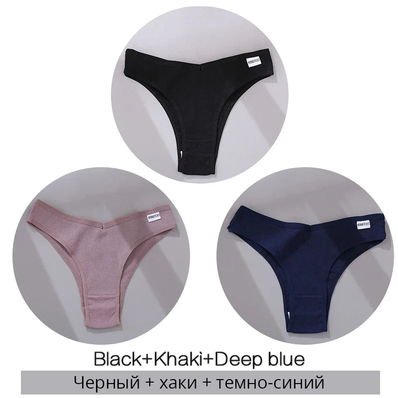 3Pcs/Set Cotton Women Briefs Sexy Seamless Brazilian Panties Female Low Rise Underwear Breathable Underpants Girls M-XL Intimate