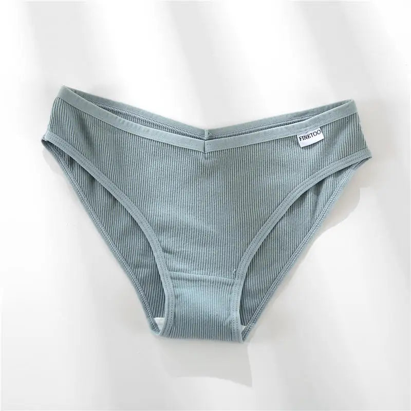FINETOO Women Cotton Panties Female Sexy V Wasit Briefs Pantys Ladies Breathable Underwear Girls M-2XL Intimates Lingerie Soft