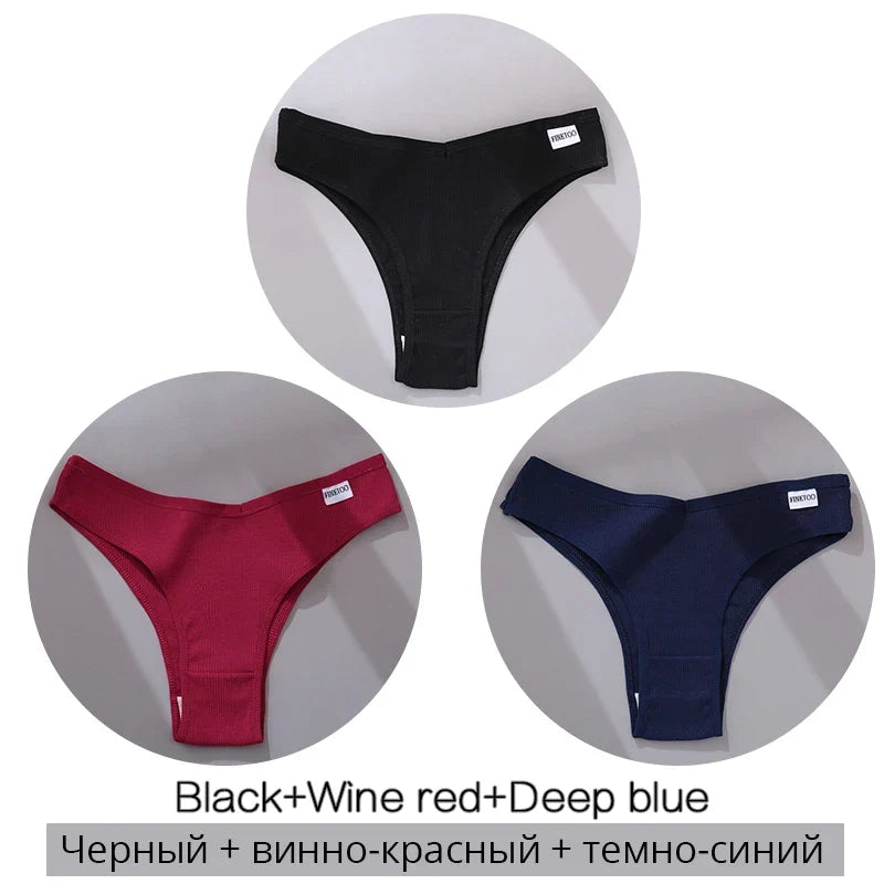 3Pcs/Set Cotton Women Briefs Sexy Low Rise Panties Female Seamless Underwear Breathable Underpants Girls M-XL Intimates Lingerie