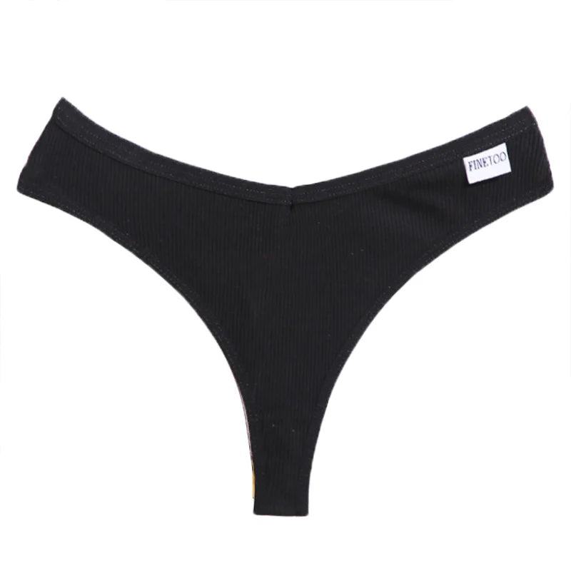 FINETOO Women's Cotton Panties Ladies Sexy V Waist Brazilian Underwear Female T-Back Briefs Panty M-XL Girls Intimates Lingerie