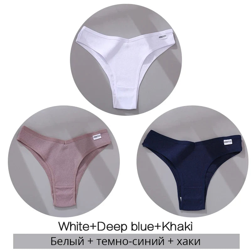 3Pcs/Set Cotton Women Briefs Sexy Low Rise Panties Female Seamless Underwear Breathable Underpants Girls M-XL Intimates Lingerie