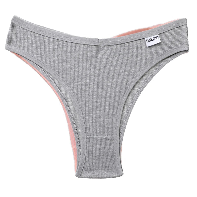 FINETOO Women's Cotton Panties Ladies Sexy V Waist Brazilian Underwear Female T-Back Briefs Panty M-XL Girls Intimates Lingerie
