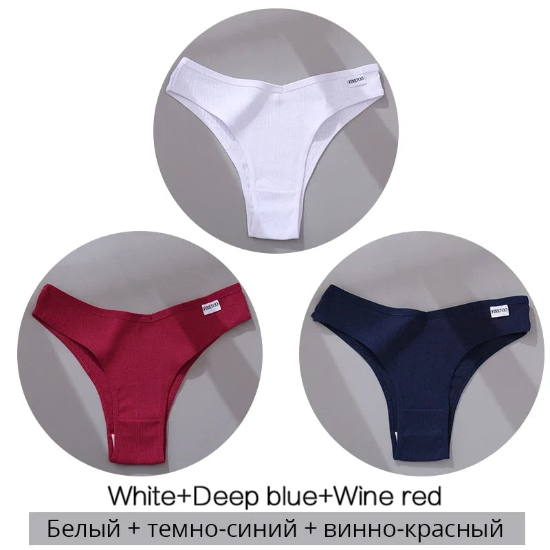 3Pcs/Set Cotton Women Briefs Sexy Low Rise Panties Female Seamless Underwear Breathable Underpants Girls M-XL Intimates Lingerie