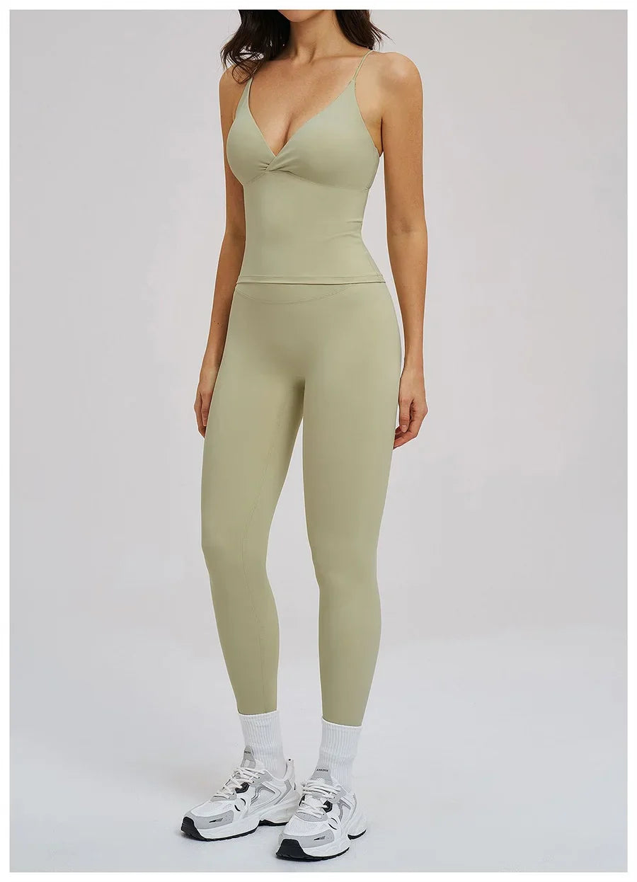 2PCS Yoga Suit Sports Set Women Fitness Quick-Drying Gym Tracksuit Running Nude Feeling Workout Outfit Sport Bra Leggings Suit