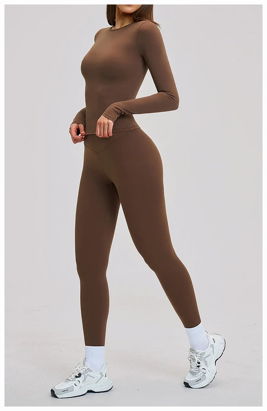 New Yoga Set 2PCS Gym Clothes Workout Outfits Women Long-sleeved T-shirt Sportswear Tracksuits Fitness Sports Vest Gym Leggings